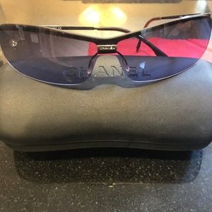 Chanel 4043 blue tinted rimless sunglasses